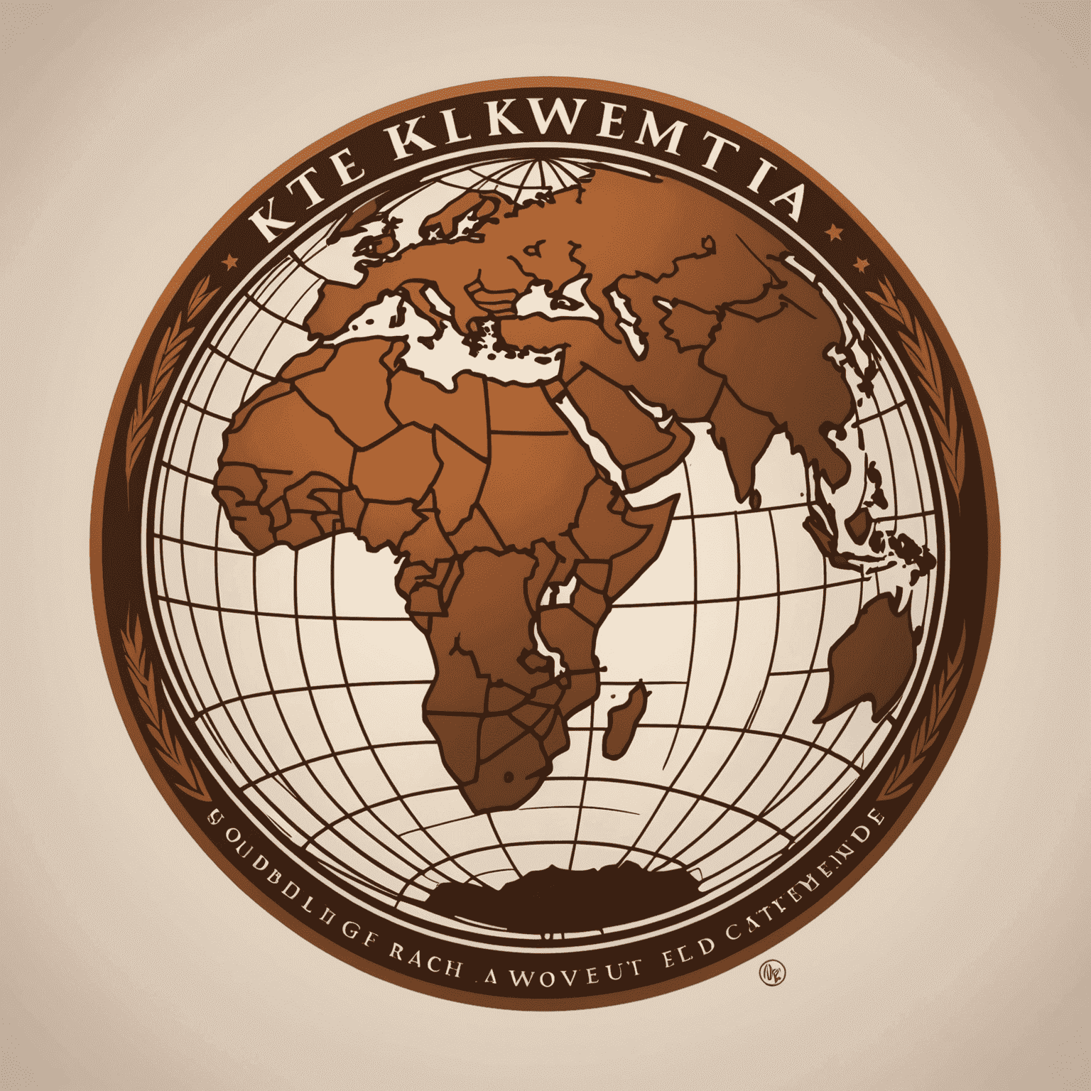 Flockcerz logo - A stylized globe with warm earthy tones and cursive lettering