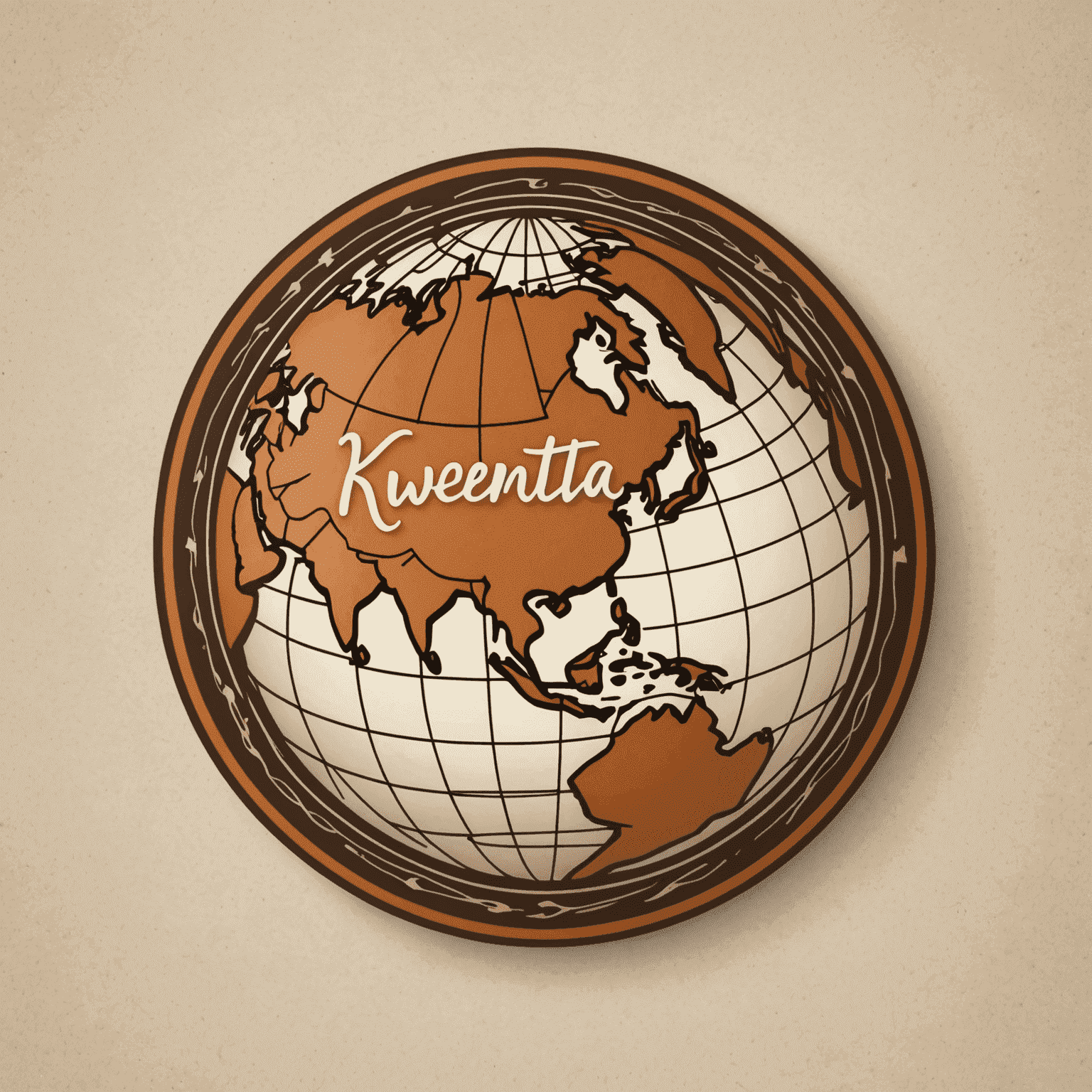 Flockcerz logo - A stylized globe with warm earthy tones and cursive lettering