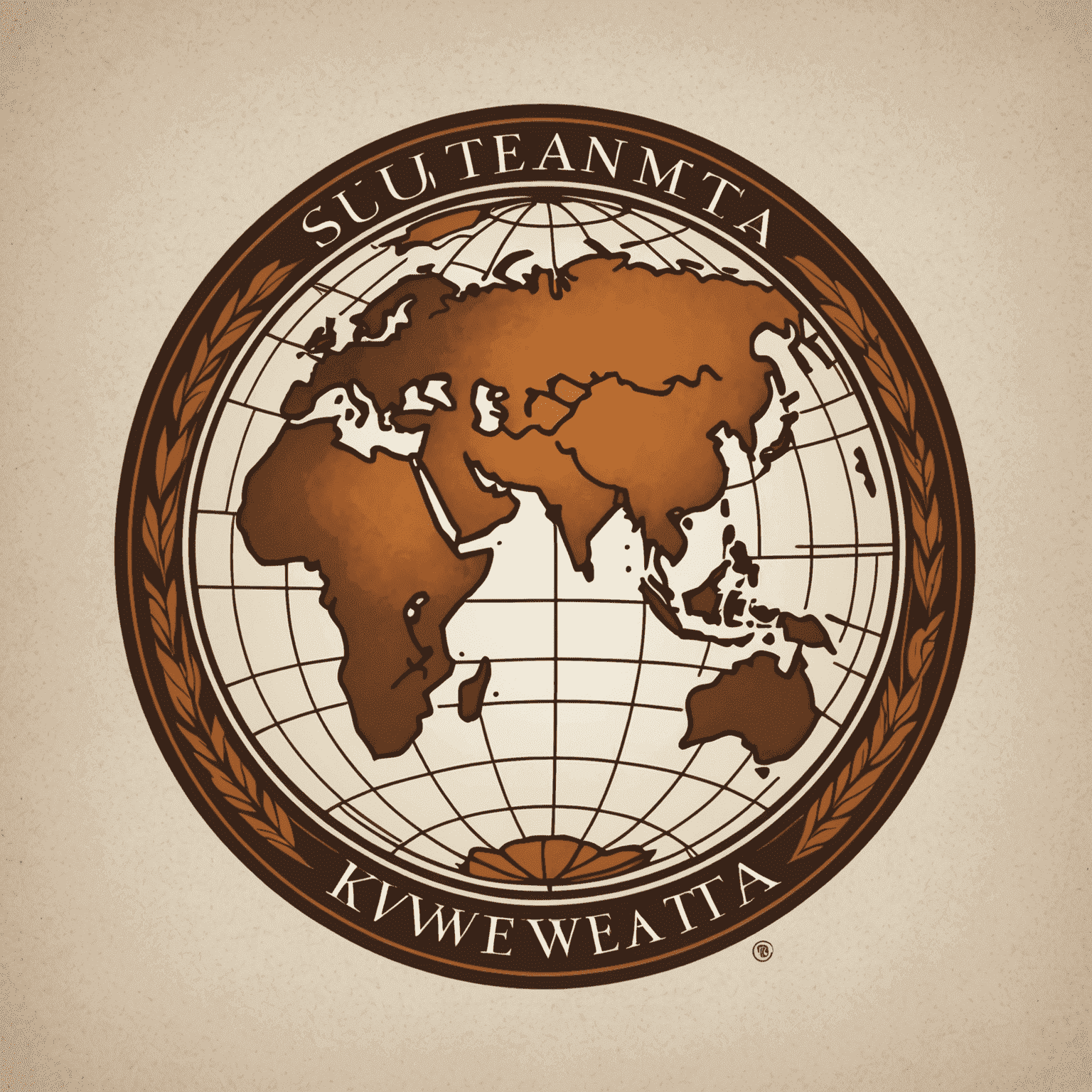 Flockcerz logo - A stylized globe with warm earthy tones and cursive lettering