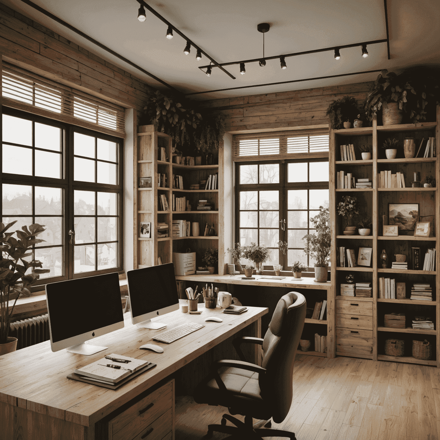 A warm and inviting image of the Flockcerz office in Poland, showcasing a cozy workspace with natural elements, Meme Travel memorabilia, and friendly staff ready to assist clients