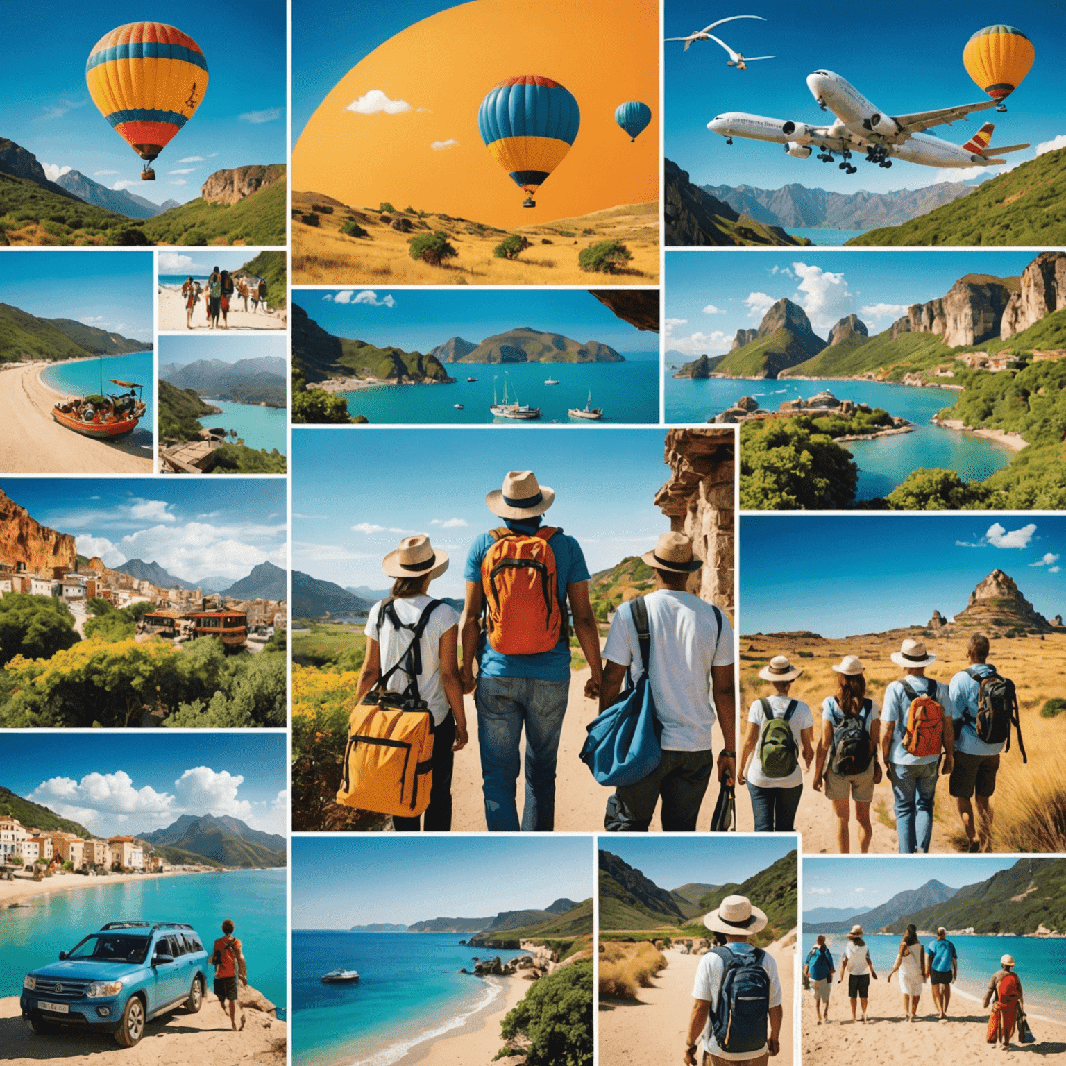 A collage of happy Meme Travelers enjoying various destinations, showcasing the diversity of experiences protected by Flockcerz Meme Travel insurance